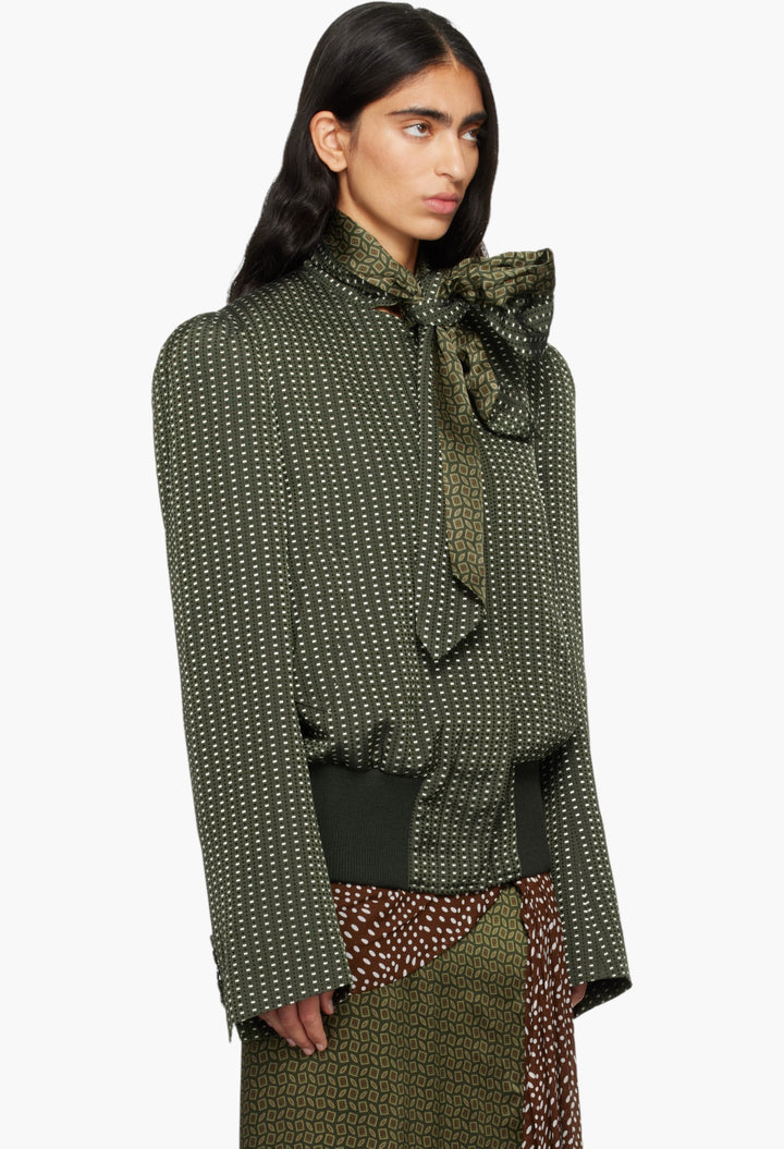Khaki Jacquard Jacket - GLAM MODA