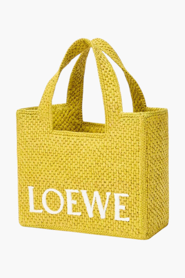 Small LOEWE Font Tote in Raffia