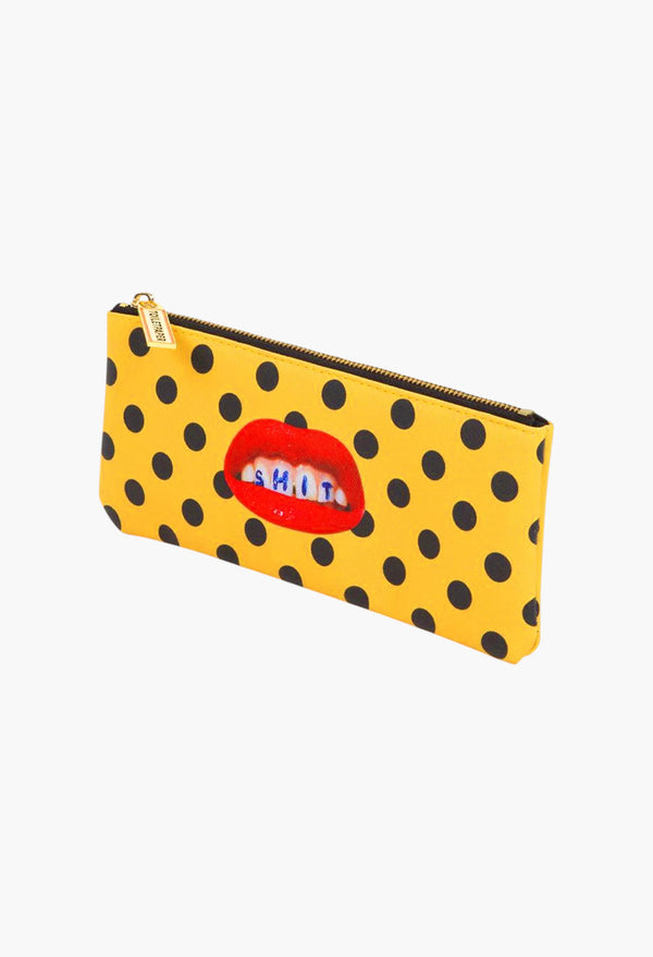 Seletti Wears Toiletpaper Sh*T-Print Faux-Leather Pencil Case