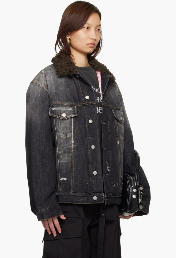 Black Lined Denim Jacket - GLAM MODA