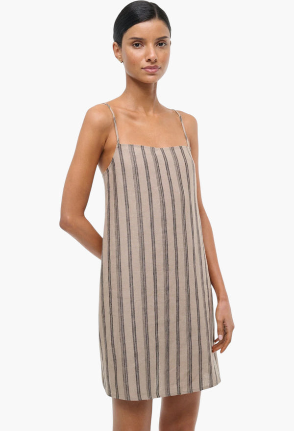 LAURA LINEN MINI DRESS SAHARA STRIPE