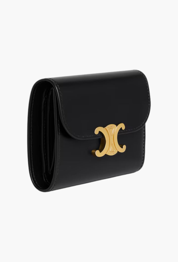 Small Flap Wallet Triomphe In Shiny Calfskin - GLAM MODA