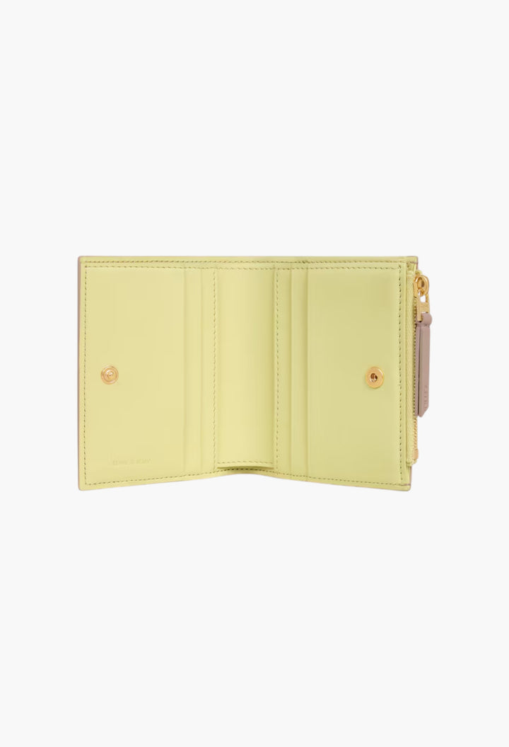 Compact Wallet In Supple Grained Calfskin - GLAM MODA