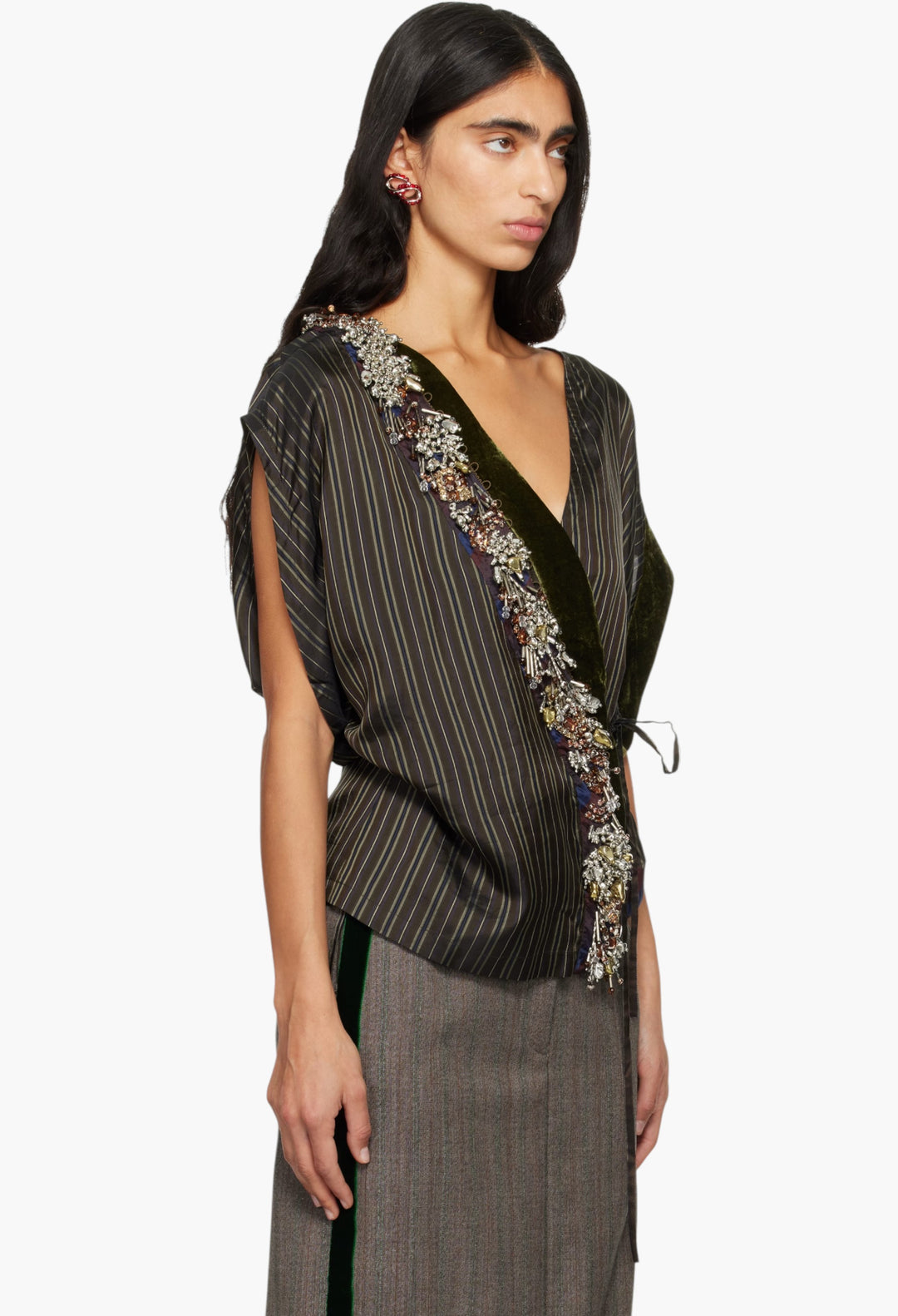 Brown Embellished Blouse - GLAM MODA