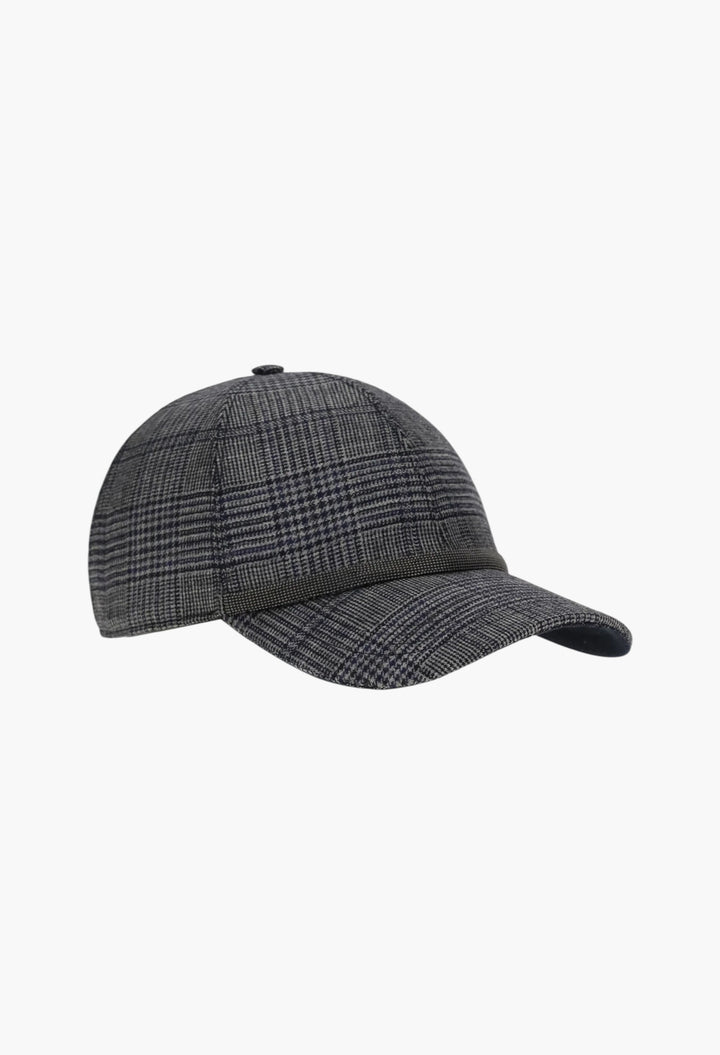Prince of Wales Fabric Baseball Hat with Shiny Band - GLAM MODA