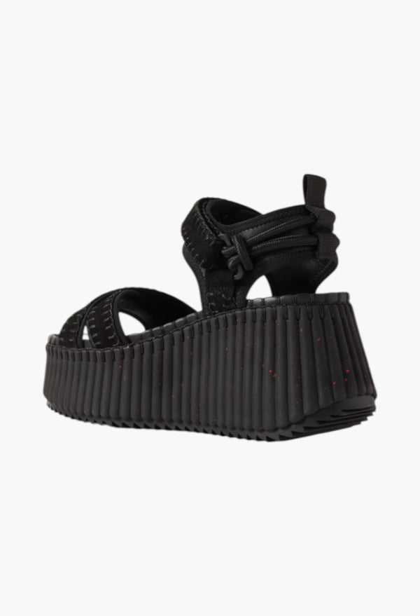 Black + NET SUSTAIN Nama Suede And Leather Platform Sandals