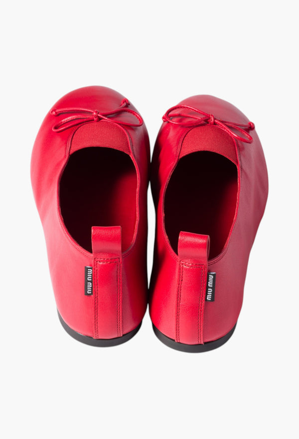 Red - Élan Nappa Leather Ballerinas