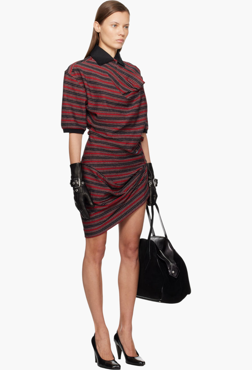 Red & Black Ming Polo Minidress - GLAM MODA