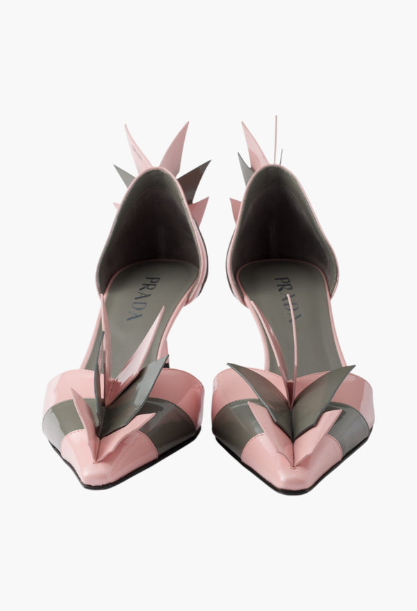 Orchid/Steel - Two-tone patent leather D'Orsay pumps