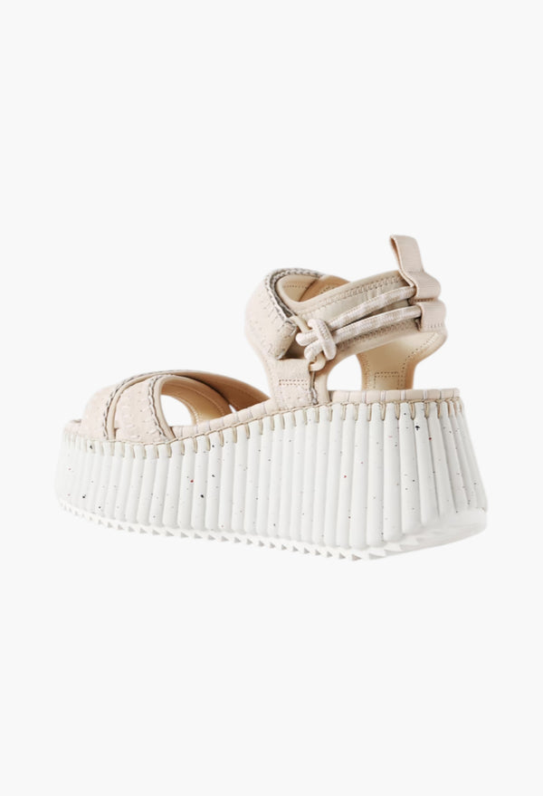White + NET SUSTAIN Nama Suede And Leather Platform Sandals