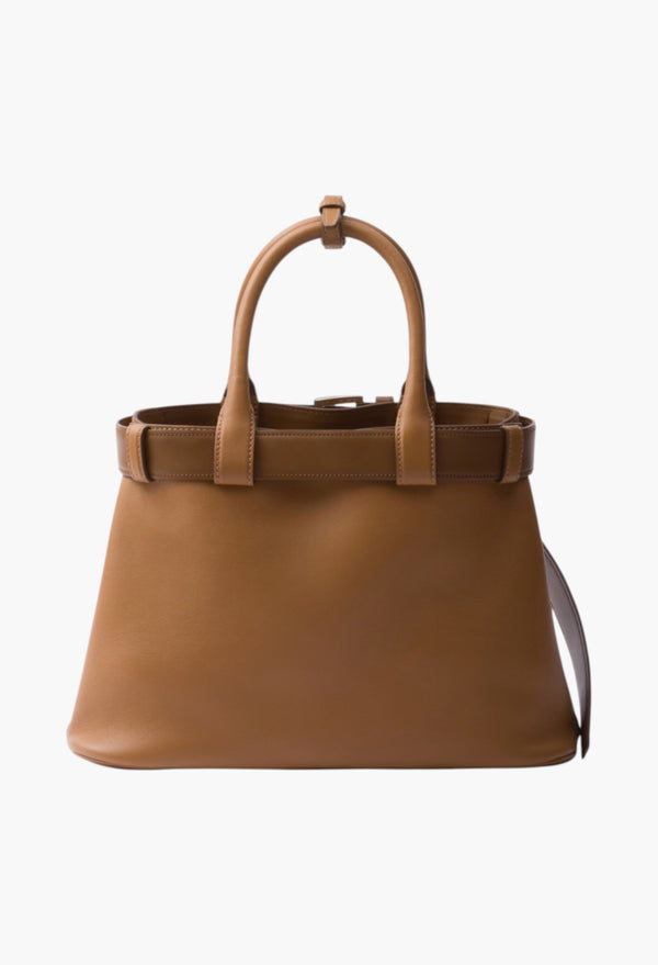 Caramel - Prada Buckle Small Leather Handbag With Belt