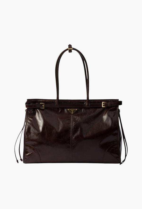 Dark Brown - Prada Bonnie Extra Large Leather Handbag