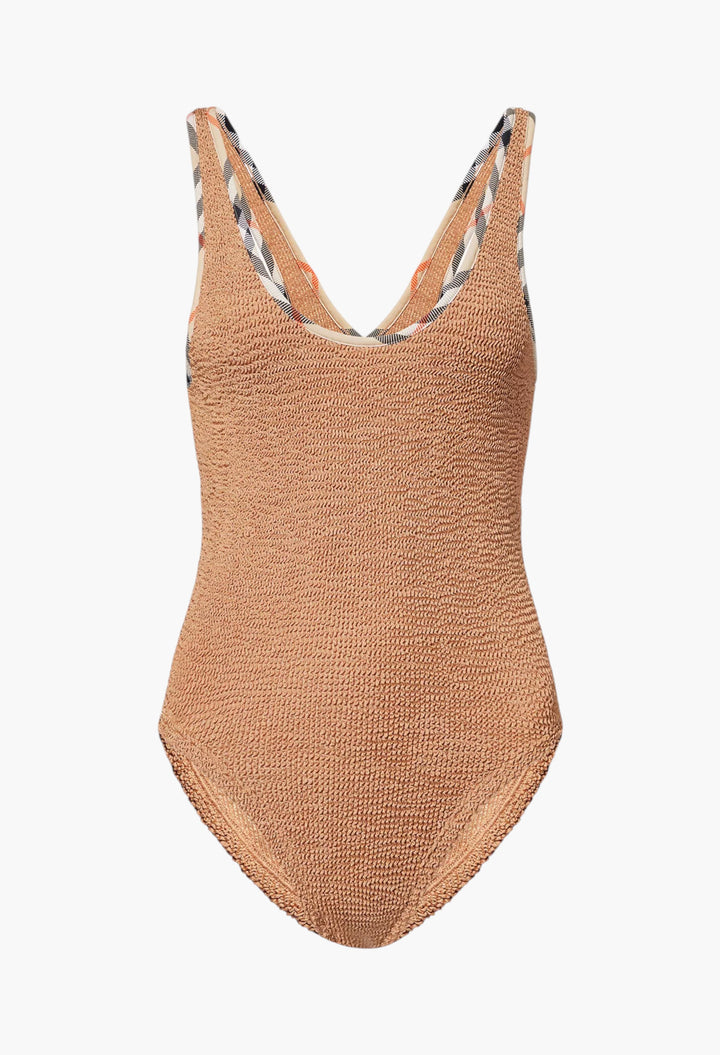 Burberry X Hunza G Faye Check-Trim Swimsuit And Scrunchie Set - GLAM MODA