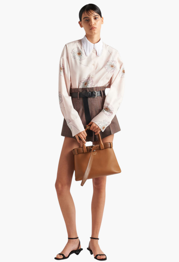 Caramel - Prada Buckle Small Leather Handbag With Belt