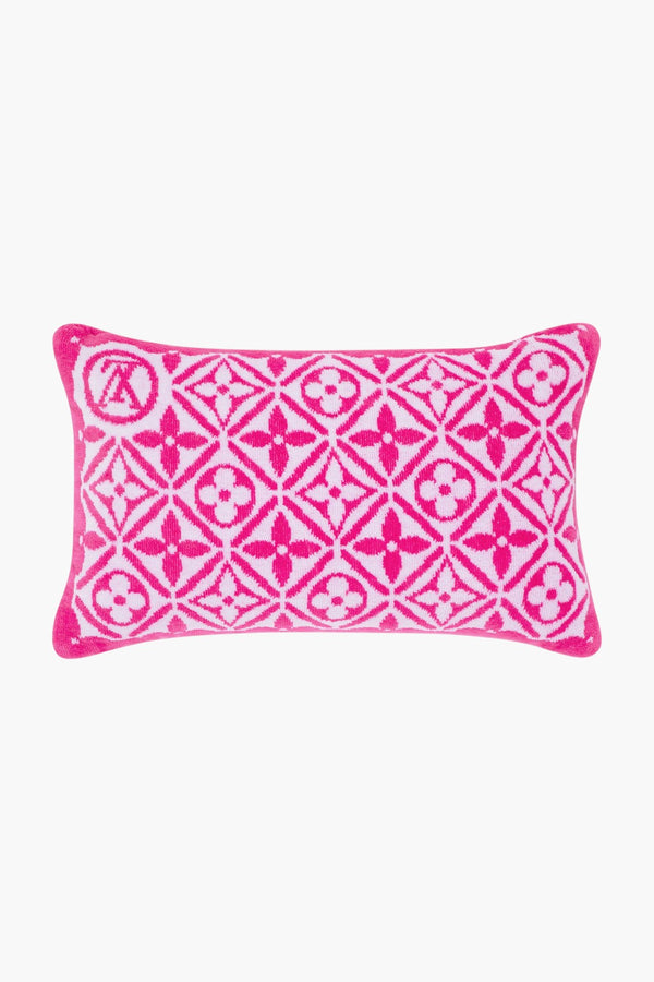 Monogram Flower Tile Small Beach Pillow