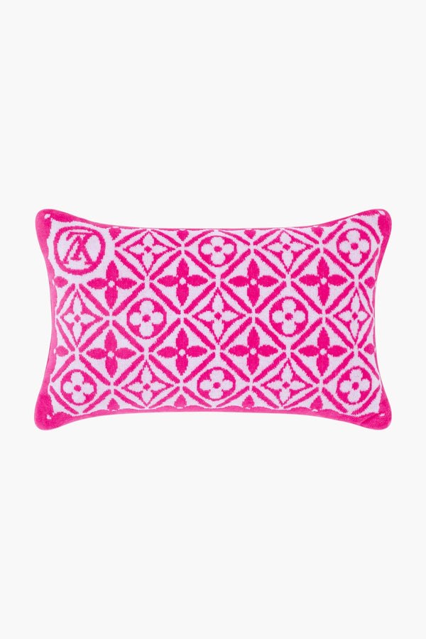 Monogram Flower Tile Small Beach Pillow