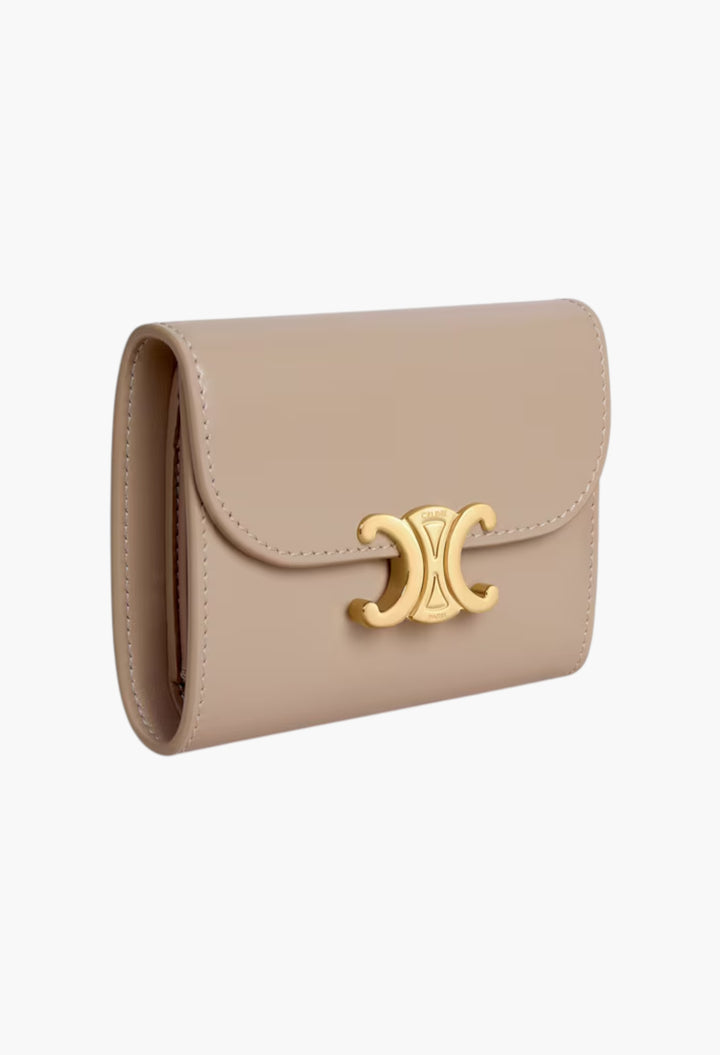 Small Flap Wallet Triomphe In Shiny Calfskin - GLAM MODA