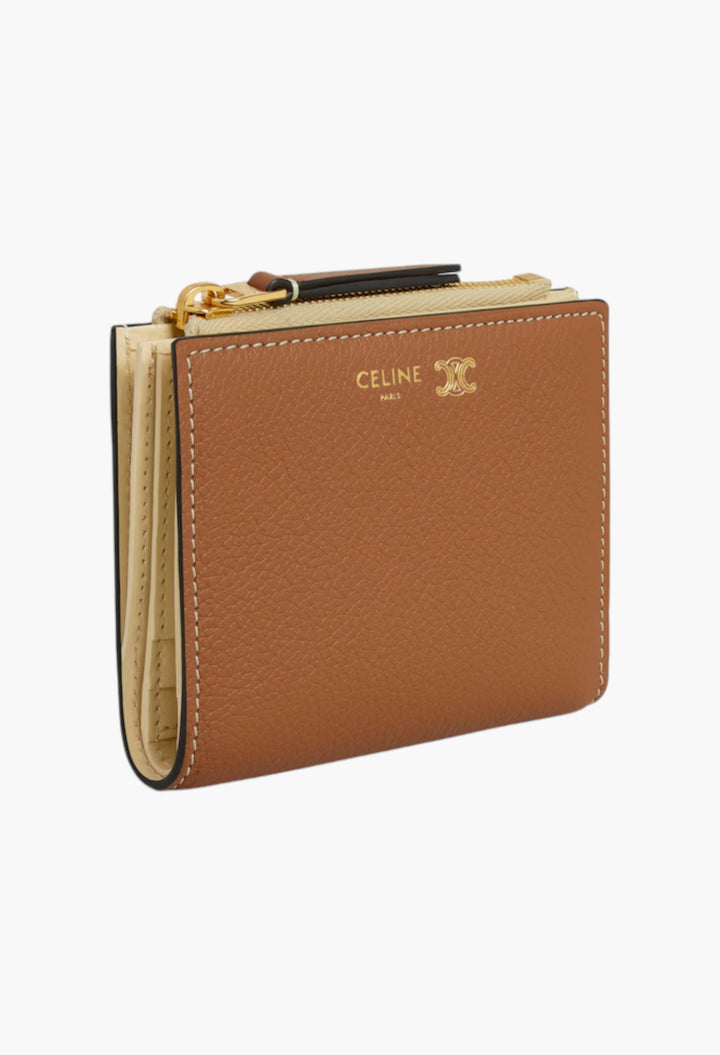 Compact Wallet In Supple Grained Calfskin - GLAM MODA