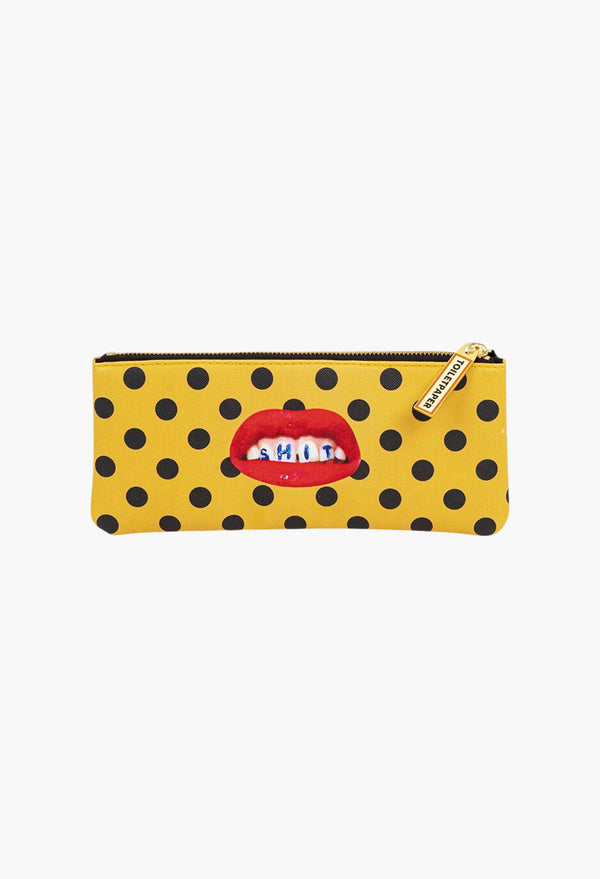 Seletti Wears Toiletpaper Sh*T-Print Faux-Leather Pencil Case