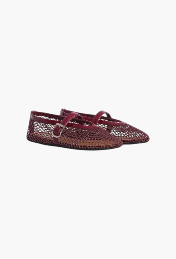 Garnet Red - Ballet Flats In Fishnet