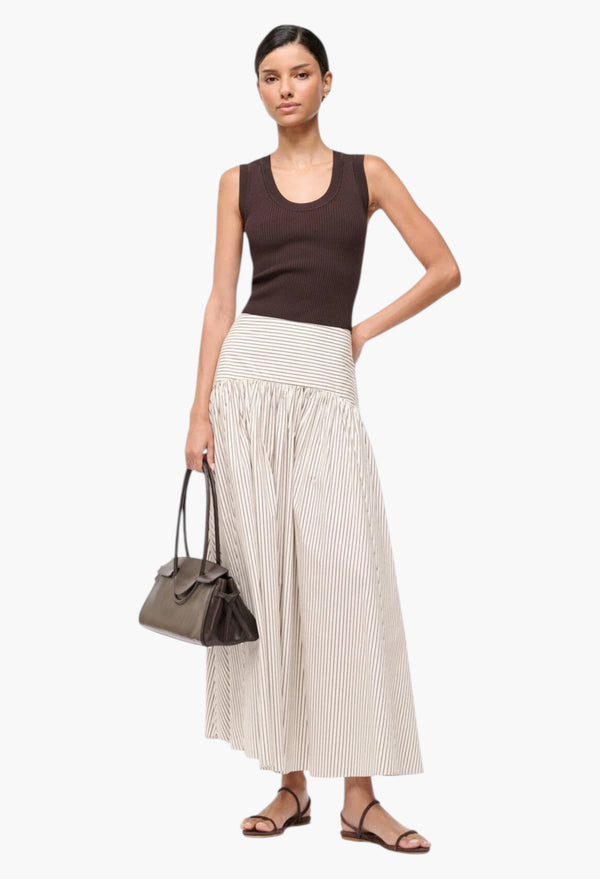 Ivory Dark Oak Micro Stripe - Procida  Skirt