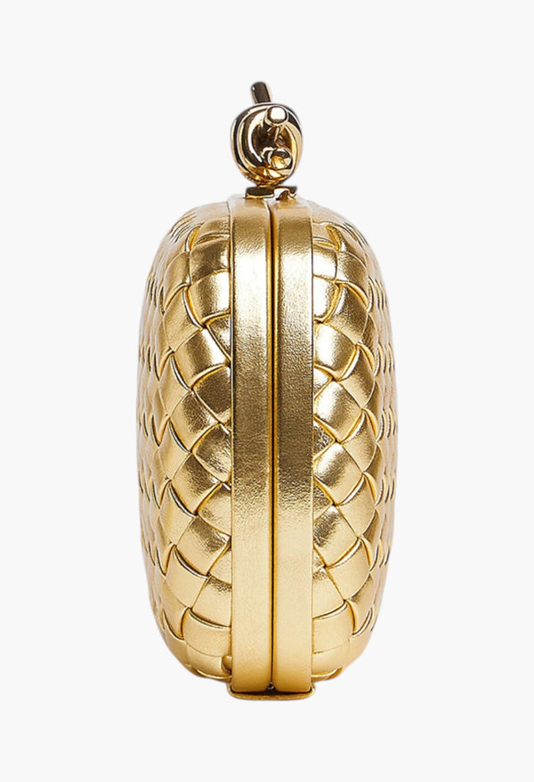 Knot Minaudière Clutch in Intreccio Mirror Leather