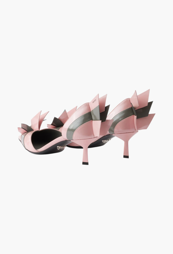 Orchid/Steel - Two-tone patent leather D'Orsay pumps