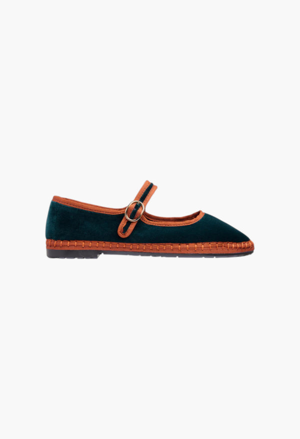 Dark Green With Orange Piping - Rebecca