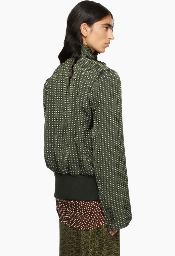 Khaki Jacquard Jacket - GLAM MODA