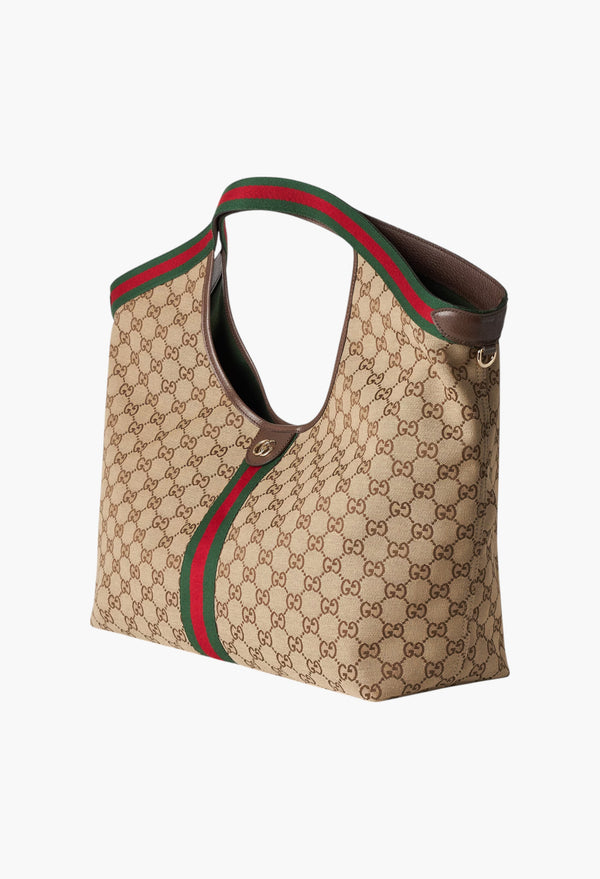 Beige And Dark Brown GG Canvas - Gucci Giglio Large Tote Bag