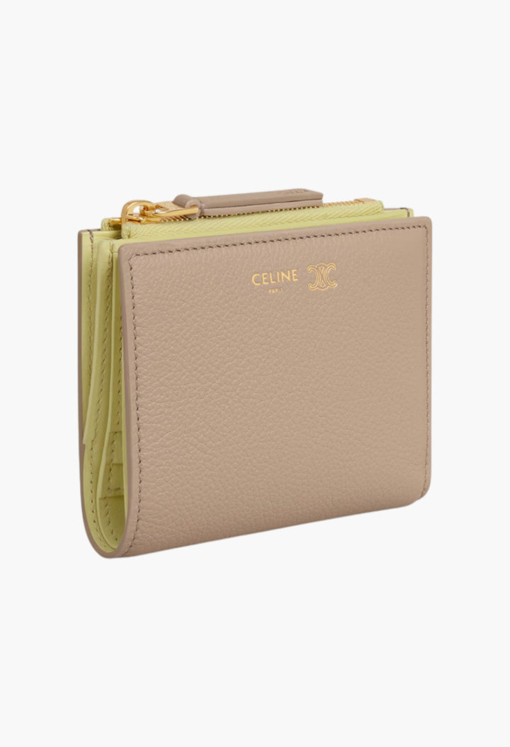 Compact Wallet In Supple Grained Calfskin - GLAM MODA