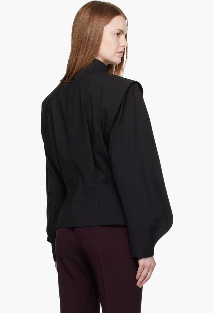 Black Asymmetric Officer Jacket - GLAM MODA