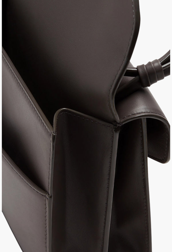 Brown - Nodo Piano Shoulder Bag in Calfskin Leather