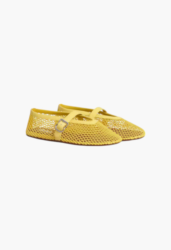 Lemon Yellow - Ballet Flats In Fishnet