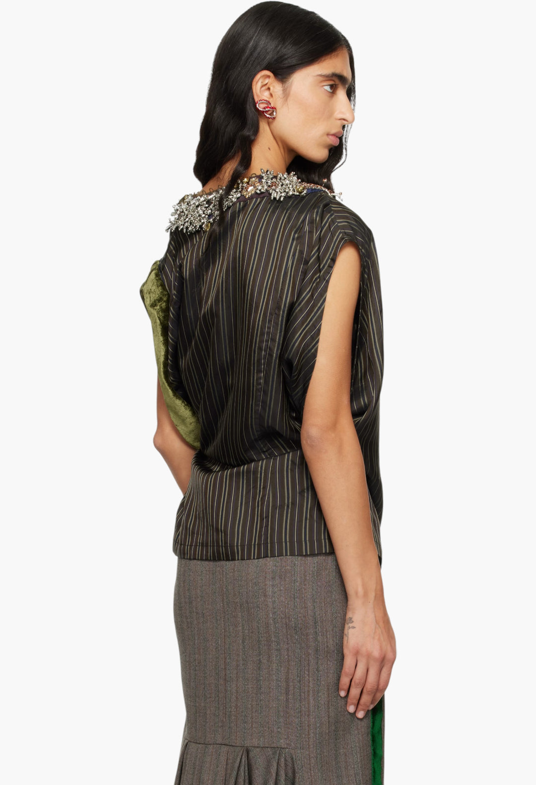 Brown Embellished Blouse - GLAM MODA