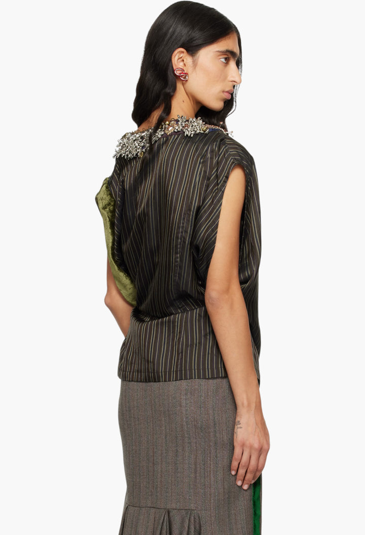 Brown Embellished Blouse - GLAM MODA