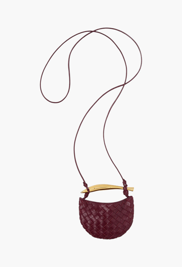 Burgundy - Miniature Sardine Bag in Intrecciato Leather