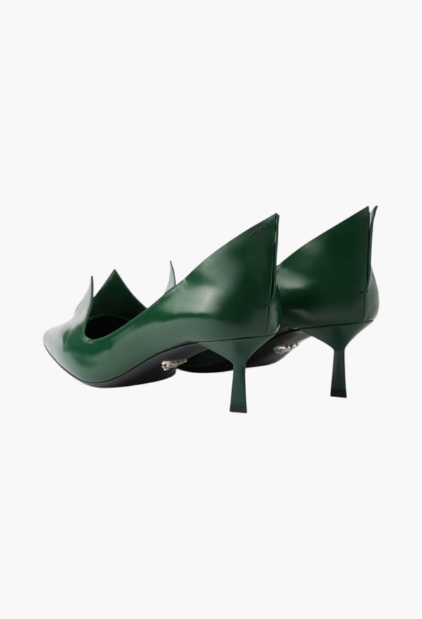 Fir Green - Brushed Leather Pumps