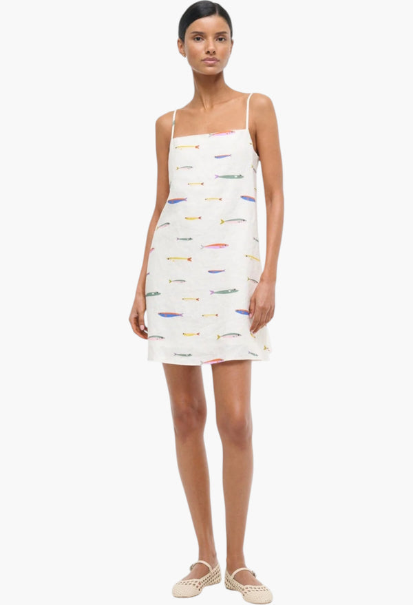 Laura Linen Mini Dress Pop Sardines Ivory
