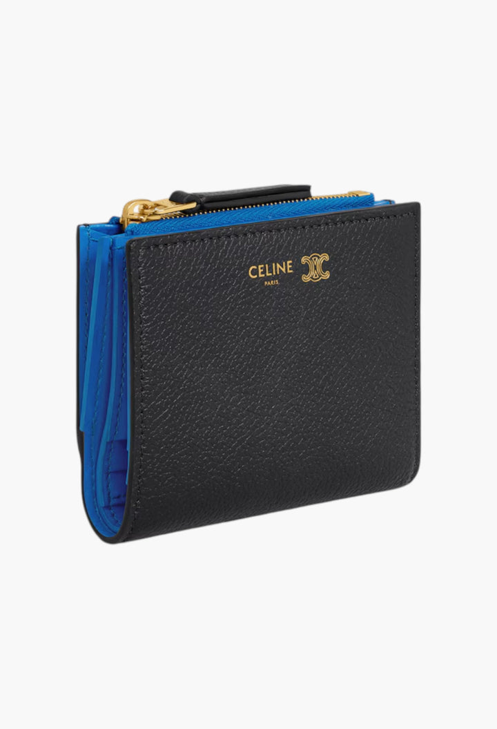 Compact Wallet In Supple Grained Calfskin - GLAM MODA