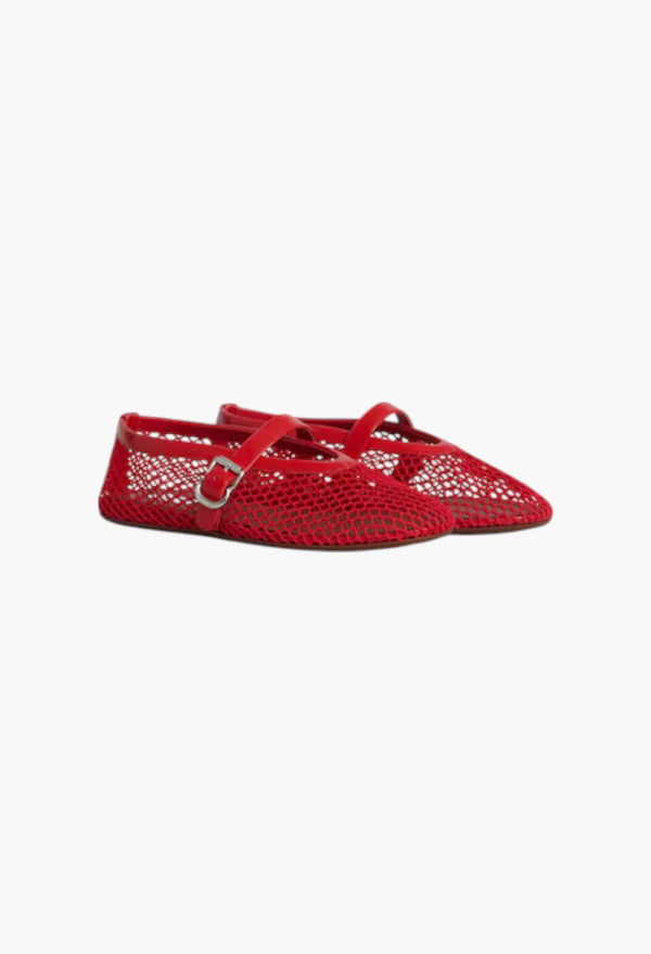 Red - Ballet Flats In Fishnet