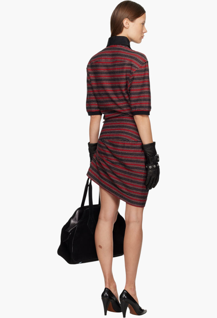 Red & Black Ming Polo Minidress - GLAM MODA