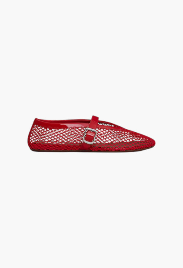 Red - Ballet Flats In Fishnet