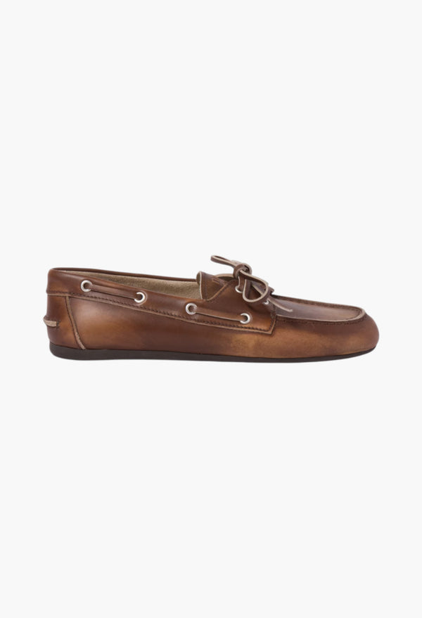 Sienna - Unlined Bleached Leather Boat Shoes