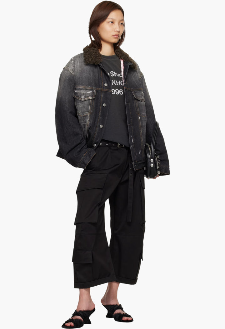 Black Lined Denim Jacket - GLAM MODA