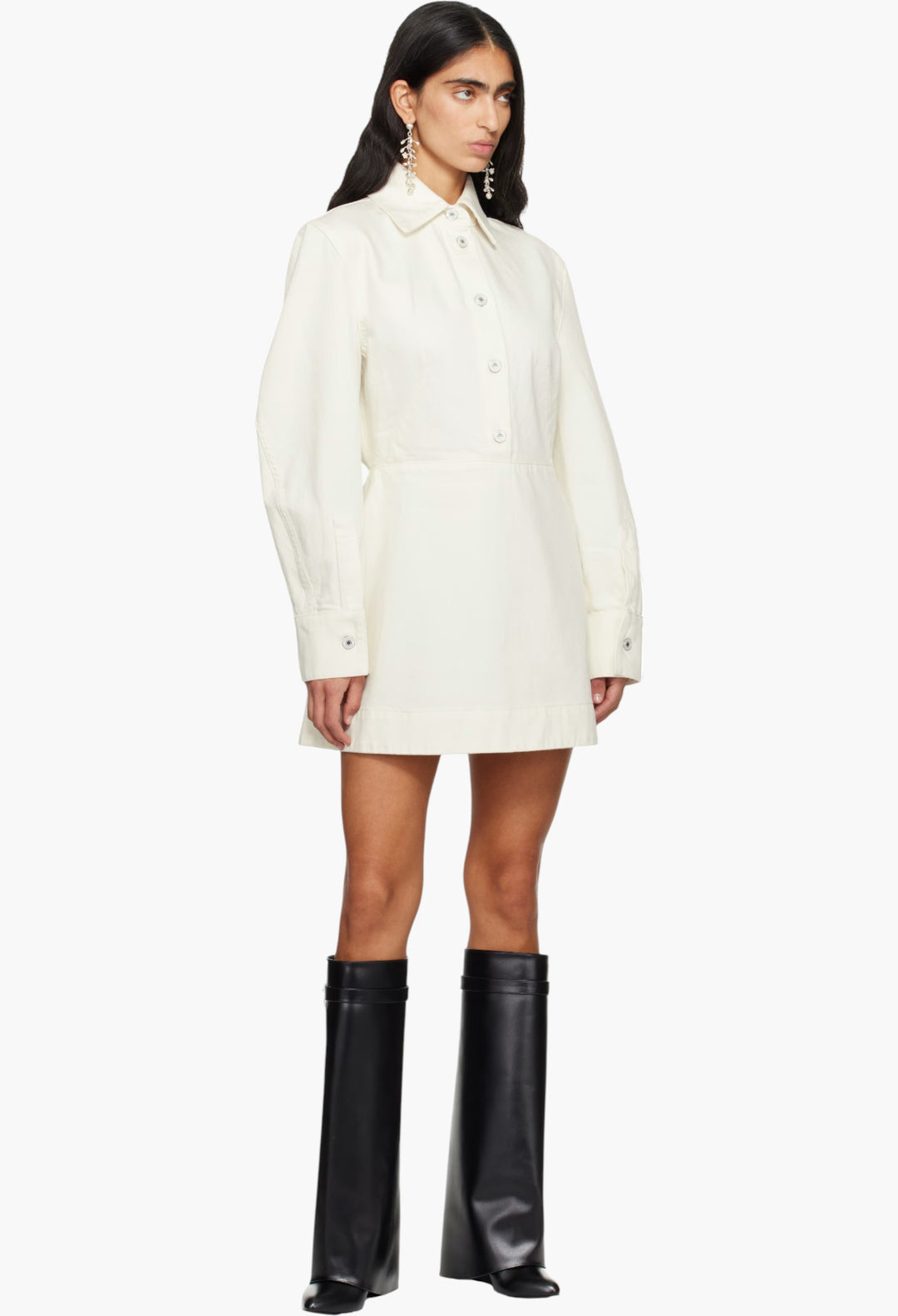 White Cocoon Denim Minidres - GLAM MODA