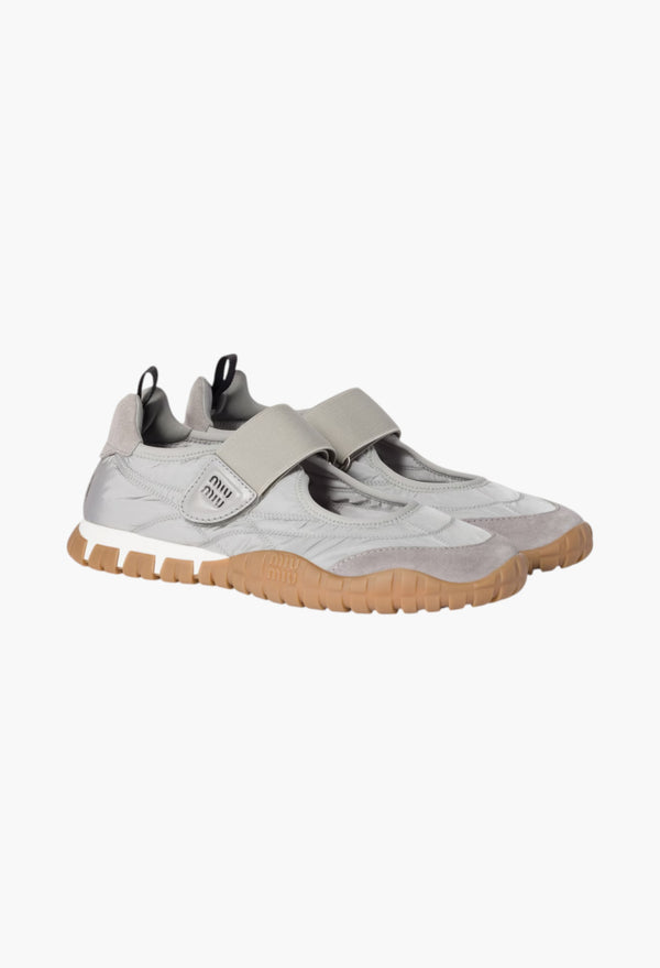 Cloudy Gray- Tyre Technical Fabric And Suede Ballerinas