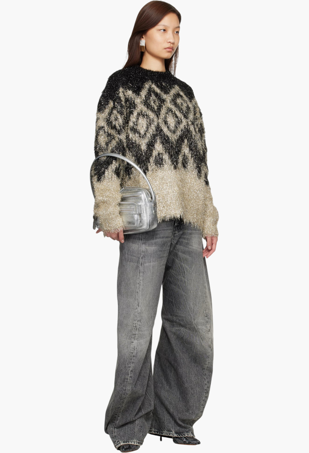 Black Metallic Knit Sweater - GLAM MODA