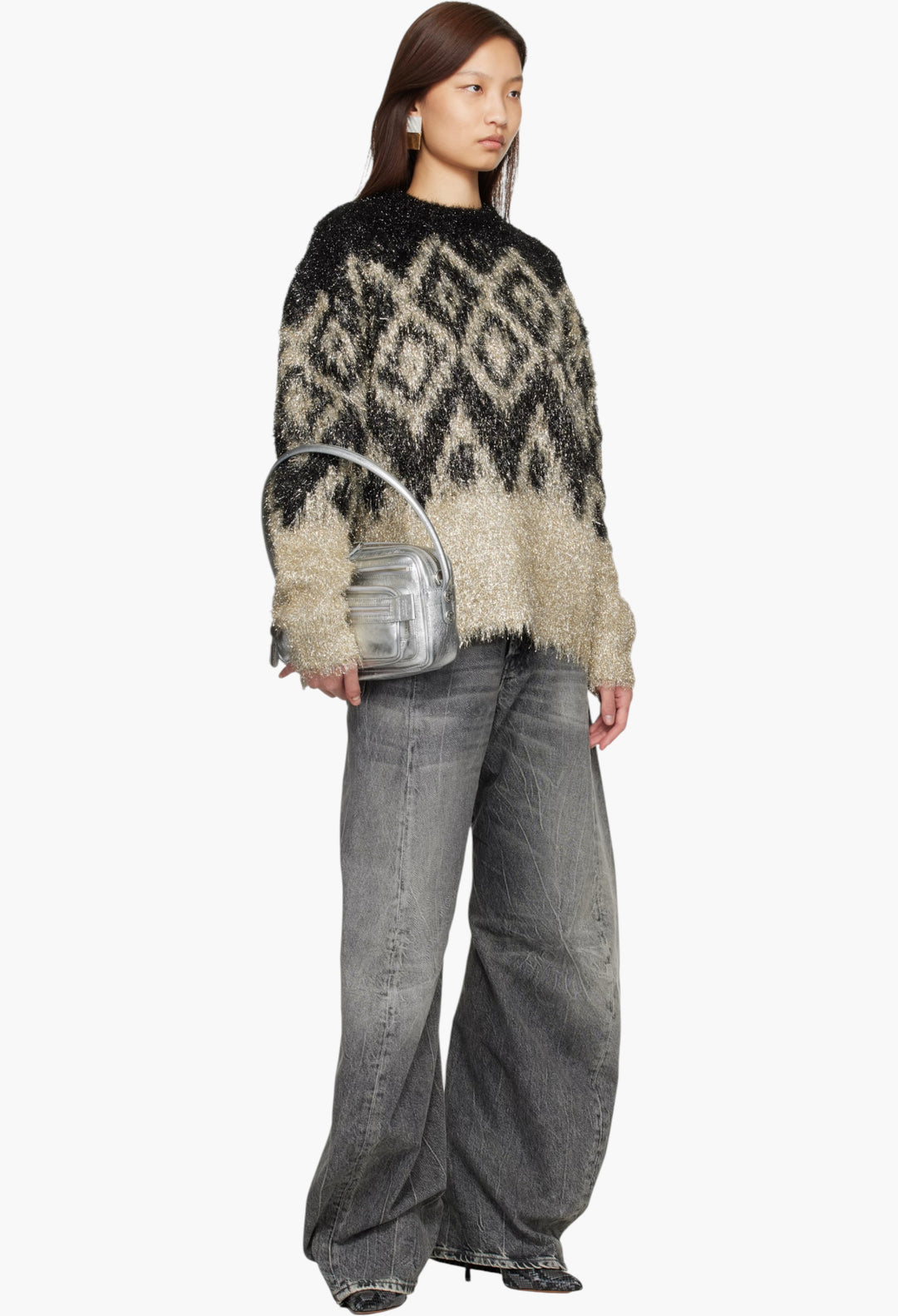 Black Metallic Knit Sweater - GLAM MODA