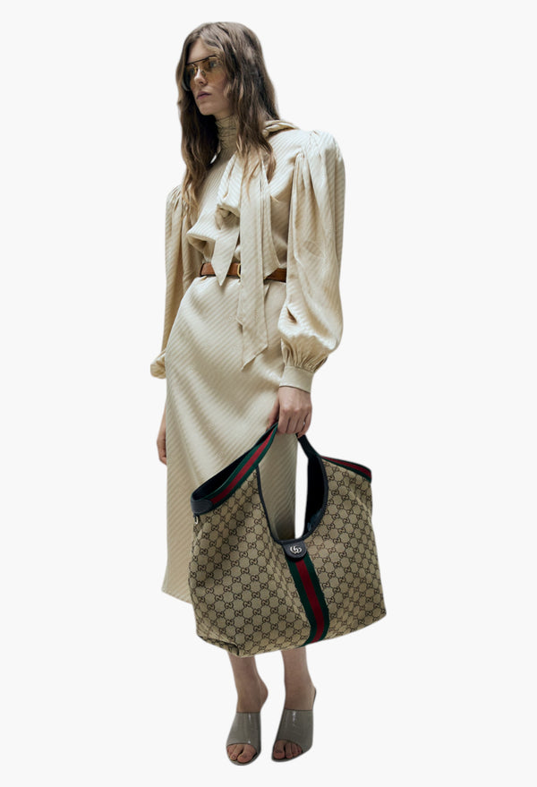 Beige And Dark Brown GG Canvas - Gucci Giglio Large Tote Bag